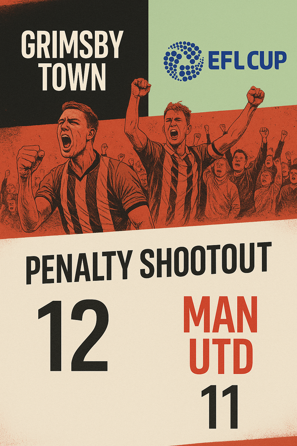 grimsby town beats man utd 12–11 on penalties in efl cup upset